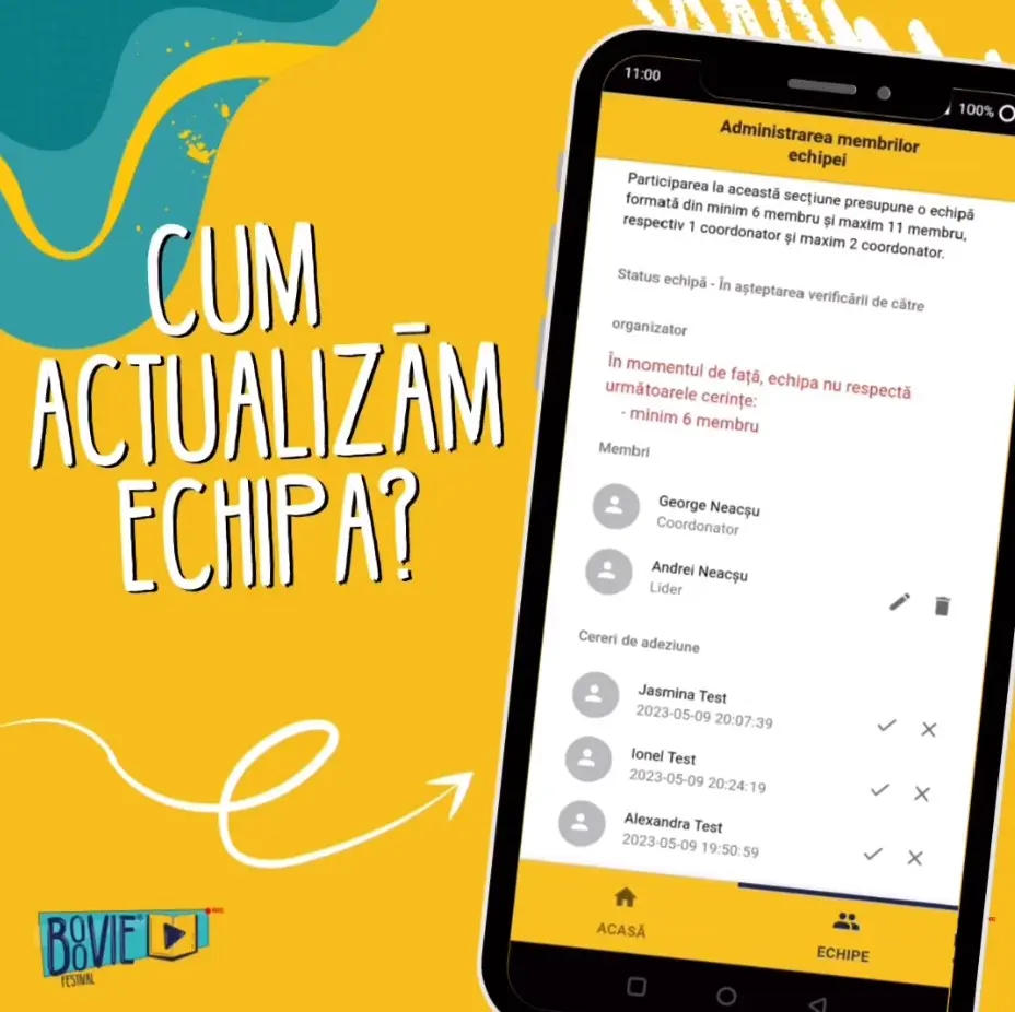Tutorial video modificări în echipă